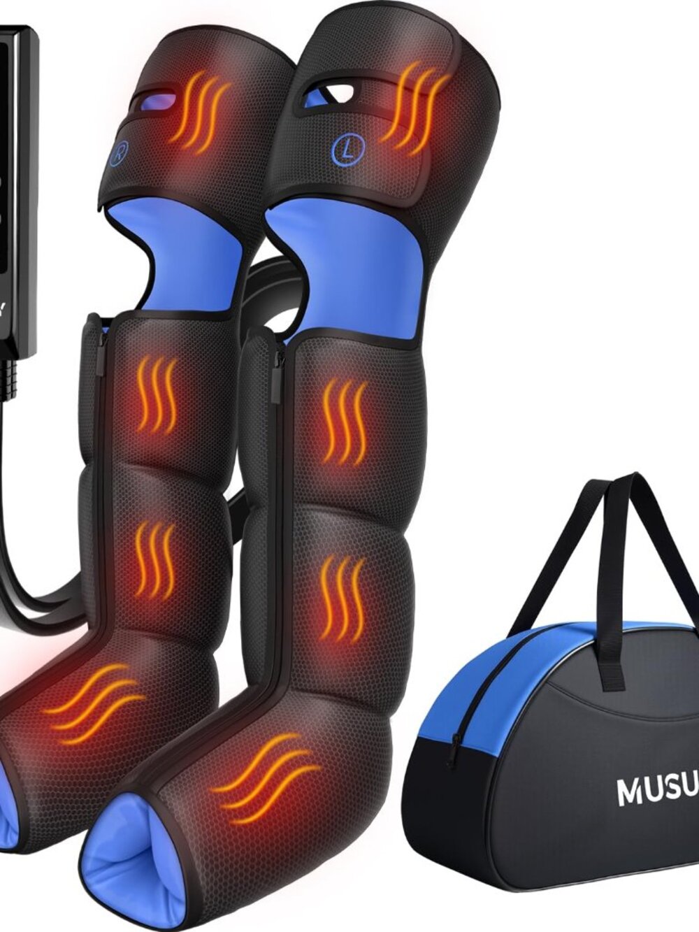 MUSUGY Full Leg Compression Massager Boots with Heat, 6 Modes 9 Intensities